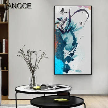 Günstig Nordic Orchidee Schmetterling Tinte Leinwand Malerei Blau Drucken Poster Moderne Tableaux Kunst Wand Für Wohnzimmer Cuadros Salon Decoracion
