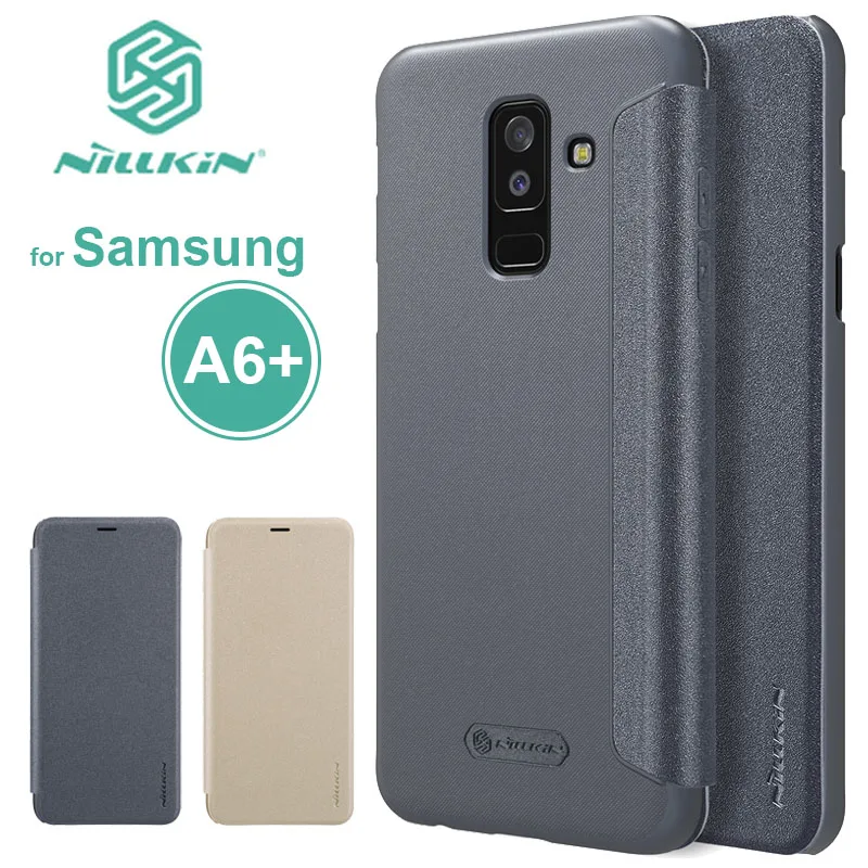 Для Samsung Galaxy A6 Plus чехол NILLKIN Sparkle откидная кожаная задняя крышка для телефона сумка