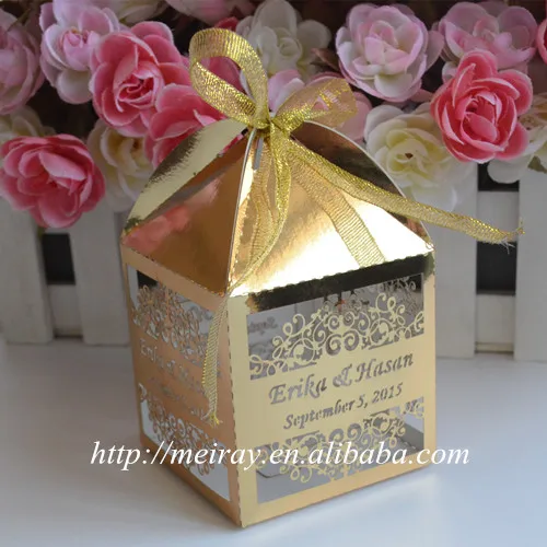 2017 Laser Cut Gold Wedding Box Indian Wedding Gift Wedding Favor Box