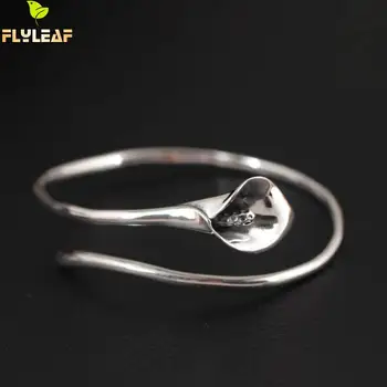 

925 Sterling Silver Vintage Calla Lily Flower Bracelets & Bangles For Women Fashion Lady Prevent Allergy Sterling-silver-jewelry