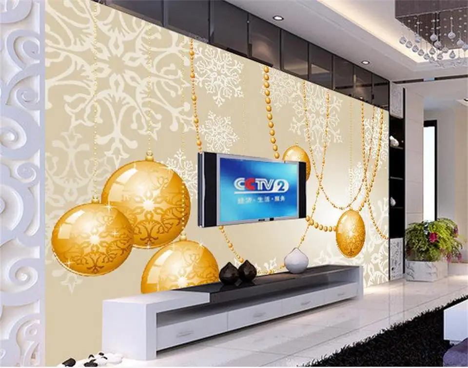 

3d photo wallpaper custom livingroom mural non-woven sticker Christmas orange ball picture painting sofa TV background wallpaper