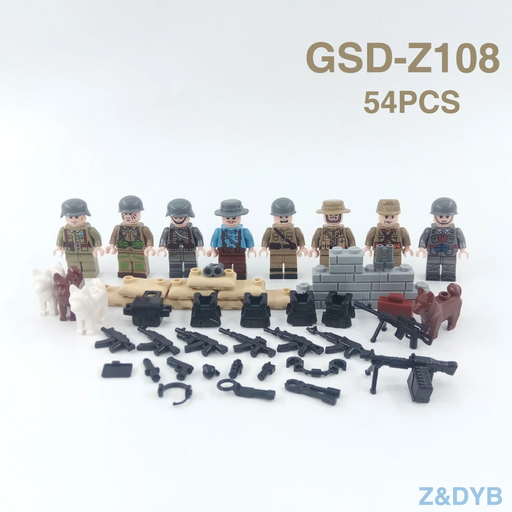 

WW2 Army Soldier Weapons Guns Military Figures Series Soviet USA German Model building block brick Legoed Best Children Gift Toy