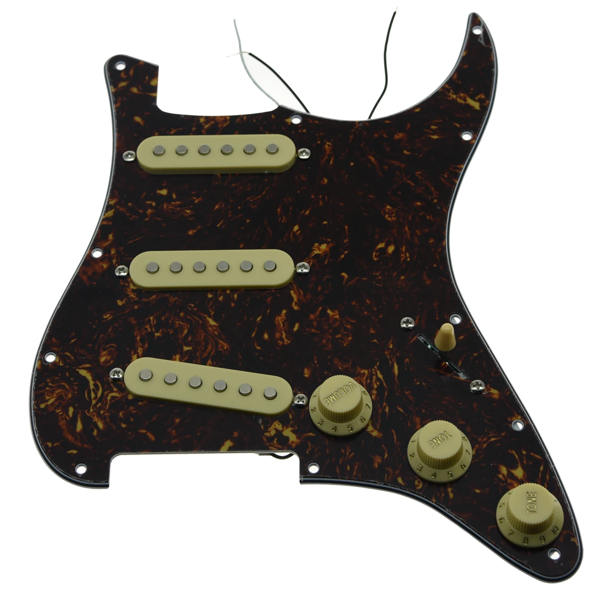 KAISH различные пользовательские Strat Pickguard Prewired ST SSS Pickguard с керамическими звукоснимателями подходит для Fender загруженный Pickguard - Цвет: Dark Tortoise-IV