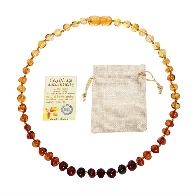 Jual Klasik 10 Warna Asli Amber Teething Kalung untuk Bayi Laboratorium Diuji Otentik Alami Amber Batu Kalung untuk Bayi Perhiasan