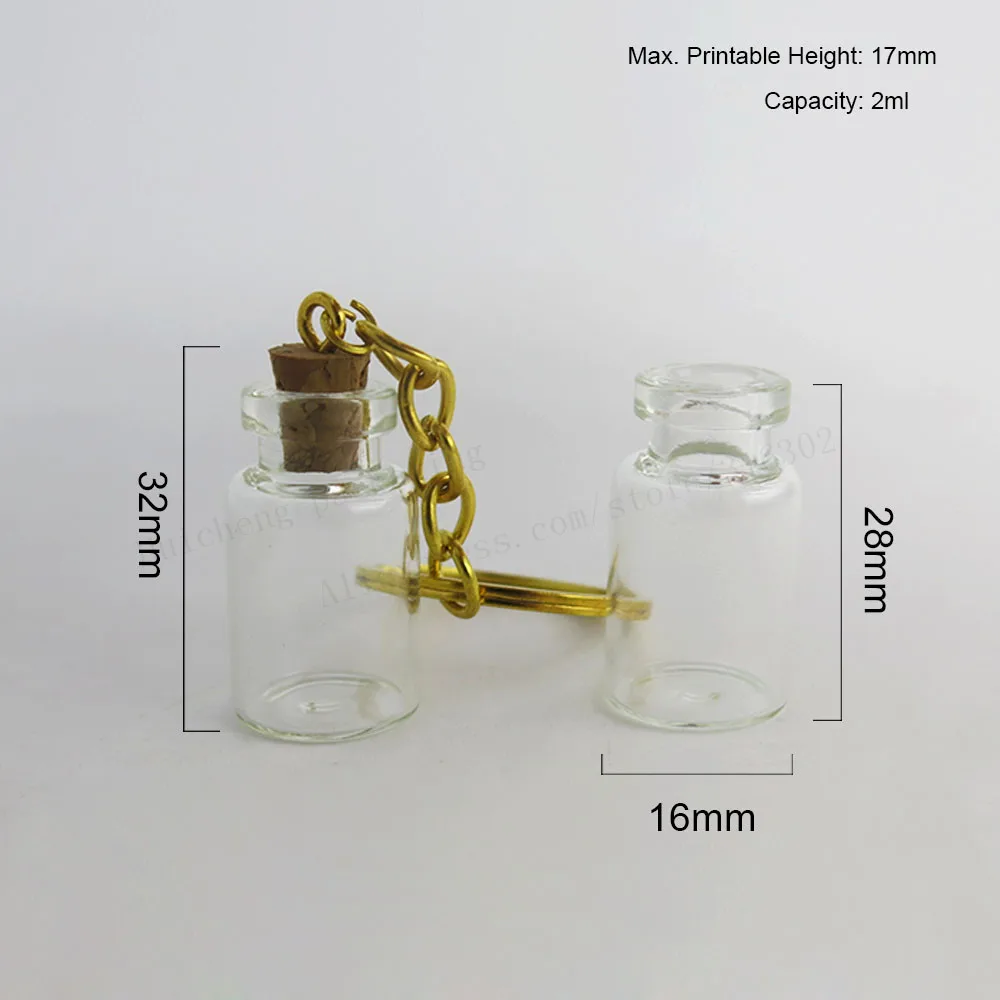 500x2 мл Мини стеклянные бутылки брелок Подвески маленькие бутылки желаний флакон с пробкой искусство банки для браслетов подарки