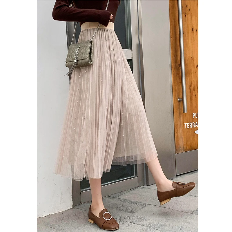 Летняя длинная Плиссированная юбка большого размера с высокой талией черная