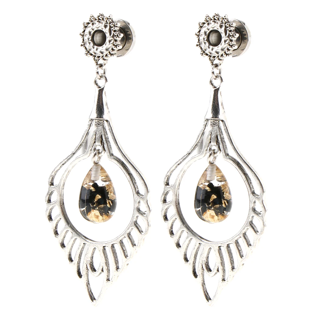 MagiDeal 1 Pair Dangle Ear Plugs Tunnels Gauge 6mm/8mm/10mm Piercing Statement Dangle