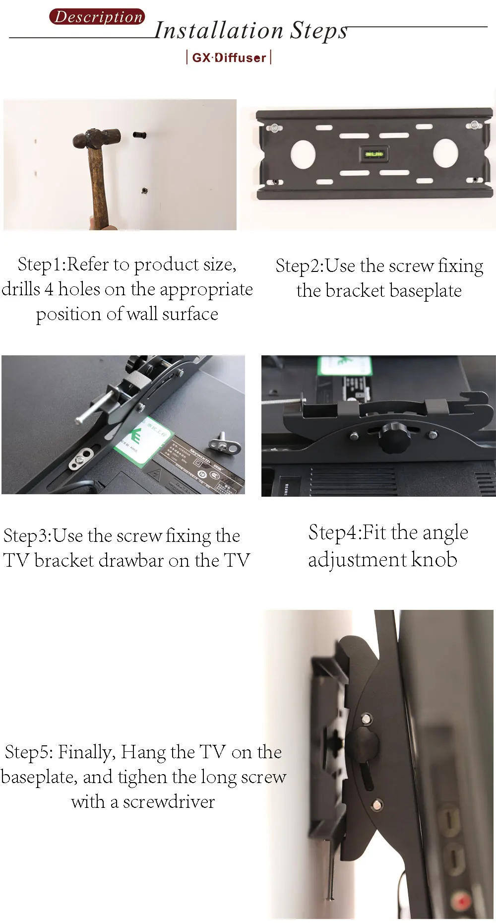 TV Bracket For 26''-52'' LCD LED TV SPCC Coating Finishing Material TV Wall Mounted (8)