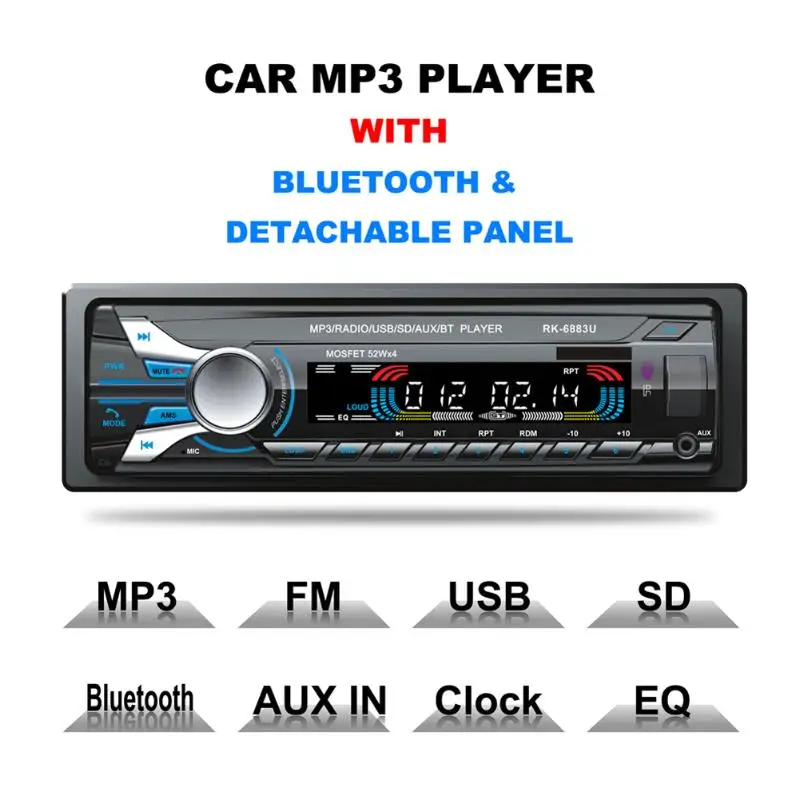 

12V Bluetooth Car Radio FM/AM MP3 Audio Player USB Disk SD Card Playing AM Radio Aux Input Receiver SD USB 200W MP3 Player