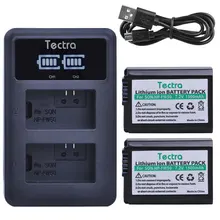 Tectra 2 шт NP-FW50 NPFW50 Батарея + светодиодный Дисплей USB двойной Зарядное устройство для sony Alpha a5000 a6000 Alpha 7 a7II Alpha 7R NP FW50 Батарея