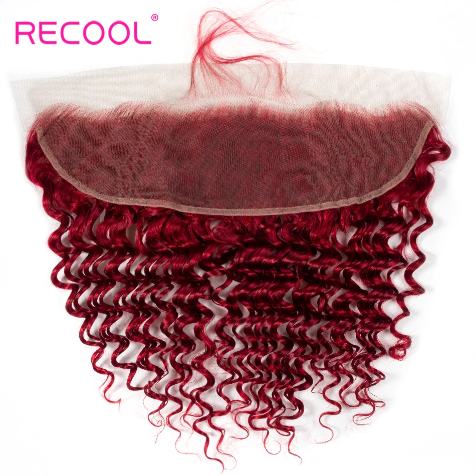 

Recool Hair Red Color 13*4 Brazilian Deep Lace Frontal 100% Human Hair Ear to Ear Lace Closure with Baby Hair Free Part