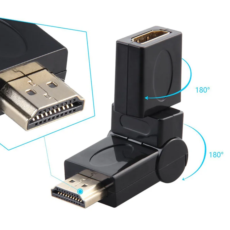 Plug and Play Mini HDMI 1 4 Угловой Тип штекер гнездо 90 180 360 градусов вращающийся адаптер