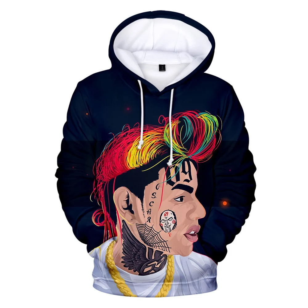 3D 6ix9ine Tekashi69 толстовки с капюшоном певица реперские кепки в стиле