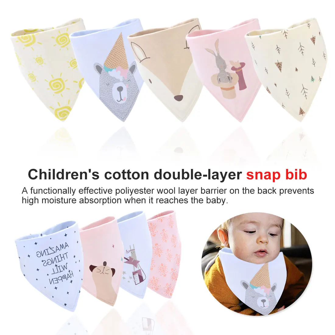 Cartoon Saliva Towel Baby Eating Accessory Soft Baby Stuff Cotton Bandana Bibs Baby Feeding Smock Infant Burp Cloths