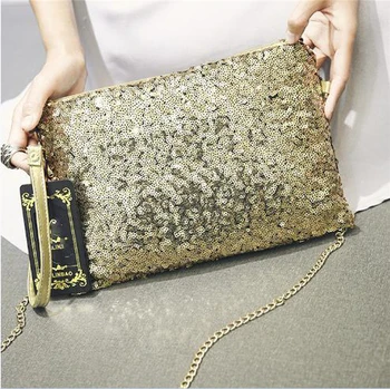 

New Women Ladies Chain Evening Purse Handbag Sequins Shoulder Bag Clutch Shiny