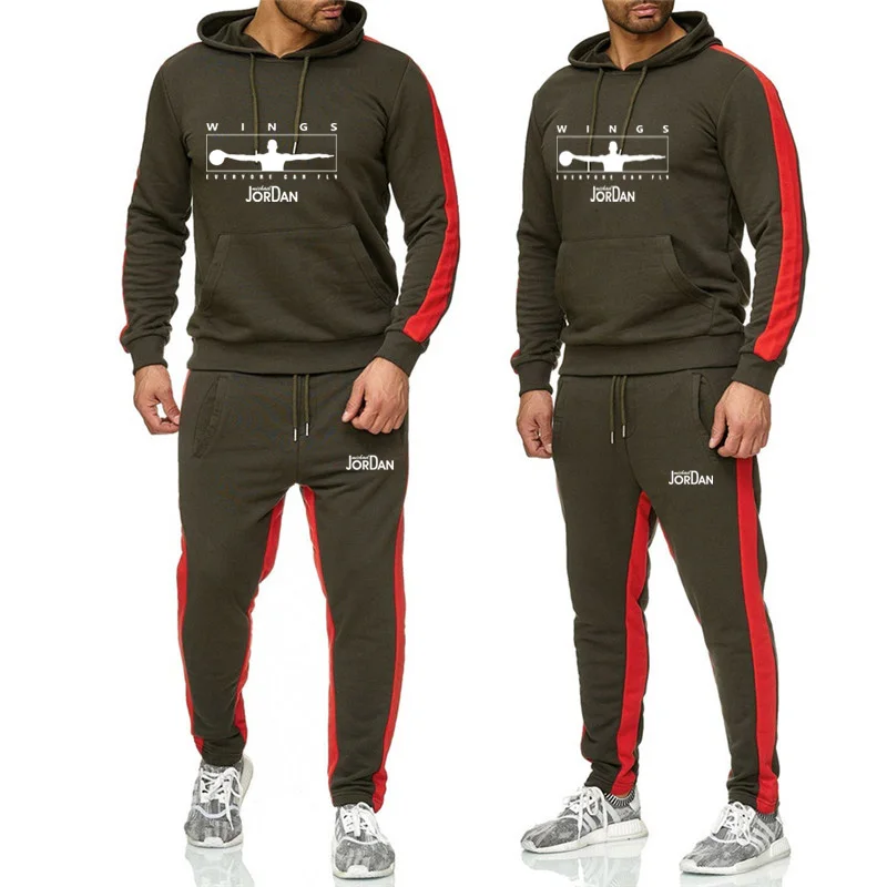 2019 New Men Tracksuit Set Winter O Neck Long Sleeve Sweater and Pants Baseball Uniform Sports Track Sweat Suit