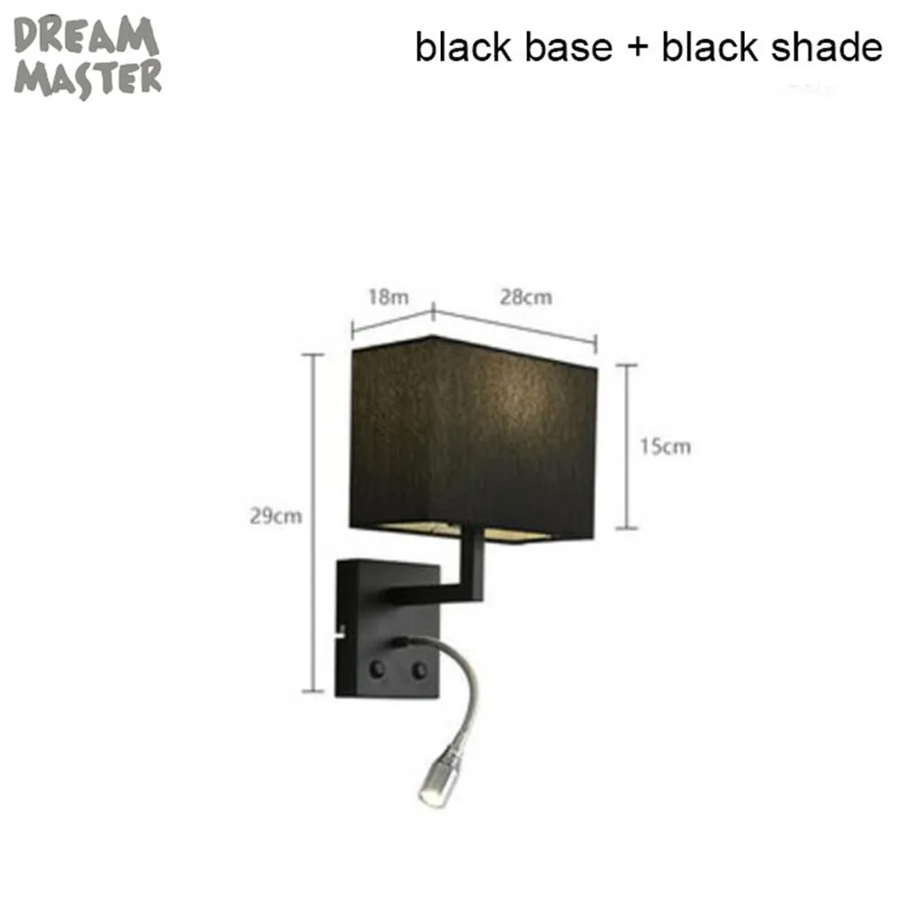 Современный минималистичный светодиодный настенный светильник, настенный светильник для помещений, черно-белый прикроватный светильник для спальни, гостиной, домашний декор, светодиодная лампа для лестницы - Цвет абажура: blackblack