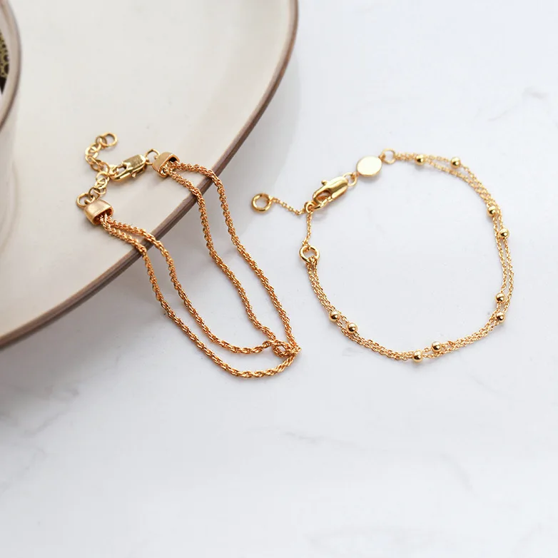 

European and American designer style double bracelet of beans and beans simple fashion twist double Bracelet