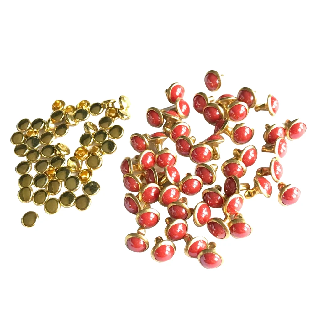 50 Sets Mushroom Dome Rivets Studs Buttons for Leather Belt Bag Shoes Leathercraft 7.5MM	