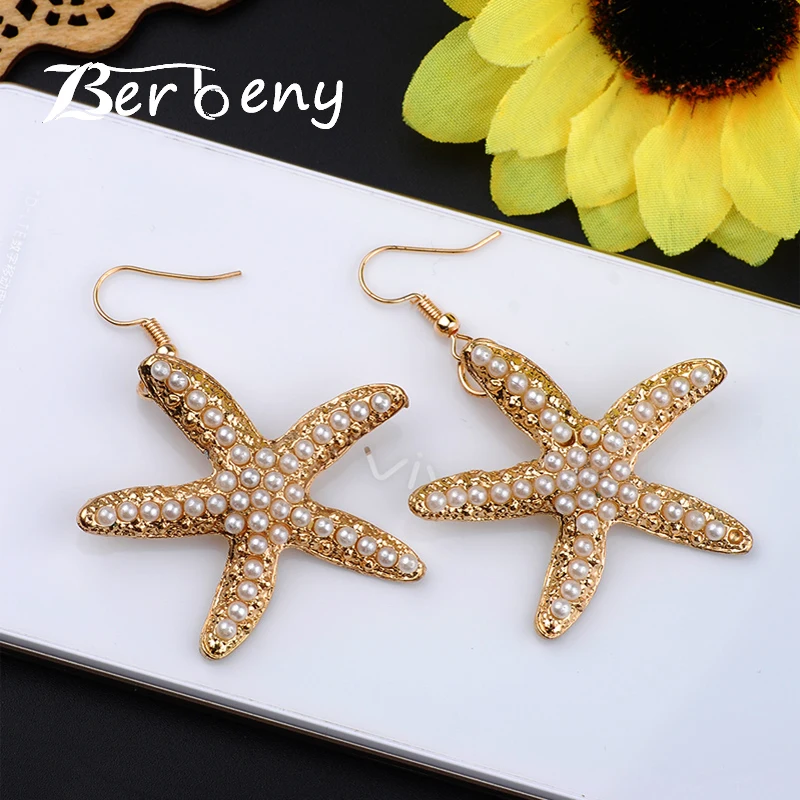 

2018 Hot Sale Sterling Sea Star Dangle Earings For Women Pearl Starfish Micro Pave Cubic Zirconia Wedding Earrings Fashion Suit