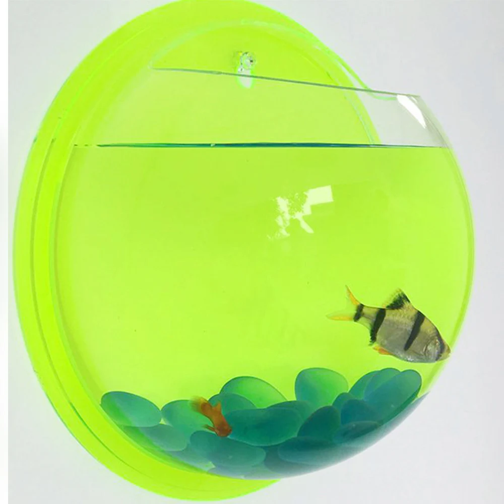 Прозрачный горшечных растений настенный рыбка с пузырьками чаша танк аквариум украшения DIY Набор аксессуары для дома - Цвет: Цвет: желтый