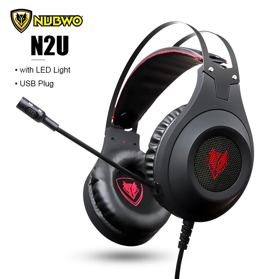 NUBWO N2U Brand Gaming Headphones Wired USB Headset Gamer with Microphone Volume Control LED for Computer Laptop fone (1)