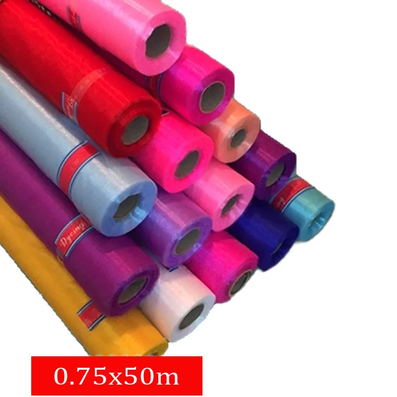 

HAOCHU 50M x75CM Tulle Sheer Crystal Organza Roll Fabric White For Party Wedding Birthday Decoration Event Backdrop Stage Decor