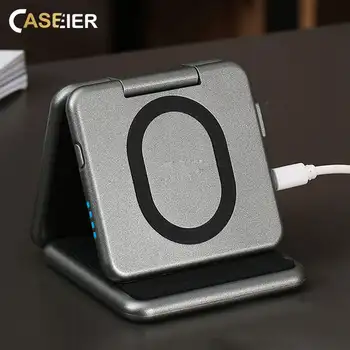 

CASEIER 5000 MAh Portable Power Bank External Battery Pack Portable Powerbank For Samsung S9 S8 Foldable Holder Wireless Charger