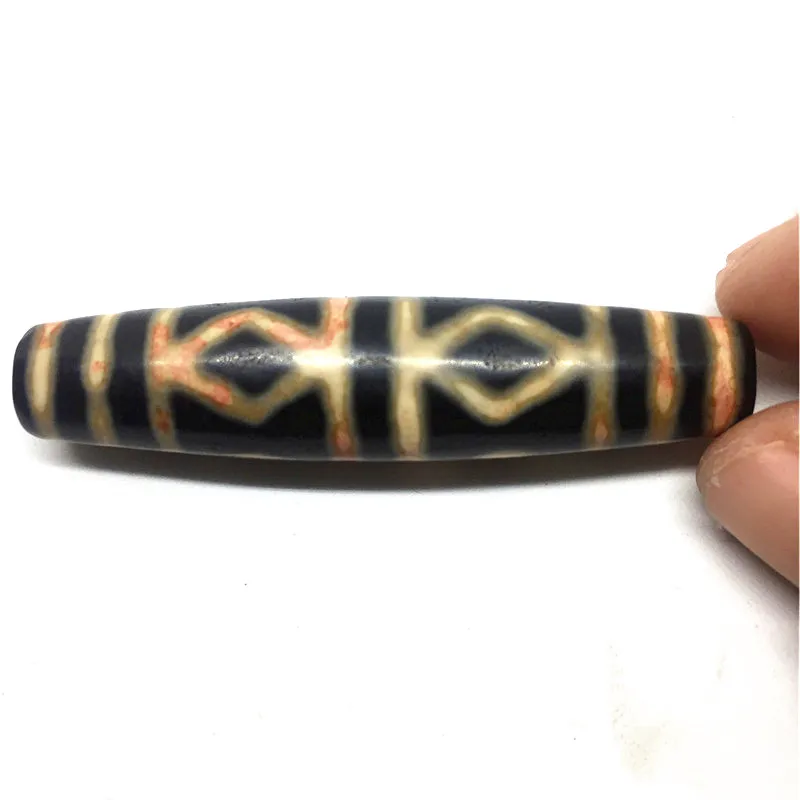 

High Quality Double Sides Vajra Natural Agate 12mm*55mm Amulet Tibetan Dzi Beads for Pendant DIY Jewelry Making