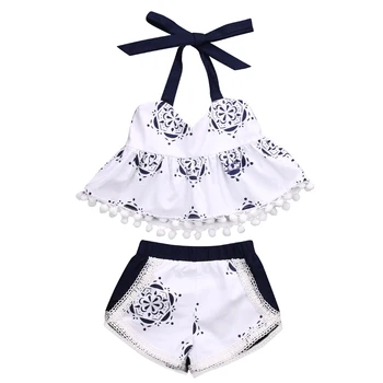 

Hi Hi Baby Store Casual 2pcs Baby Kids Girls Floral Tops Vest Shorts Pants Bottoms Cotton Outfits Set