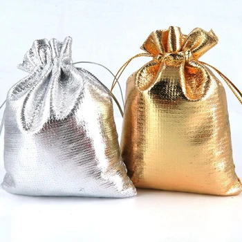 

100pcs Gold & Silver Organza Drawstring Jewelry Favor Gift Bag,Wedding Party Holiday New Year Christmas/Wedding Bags & Pouches