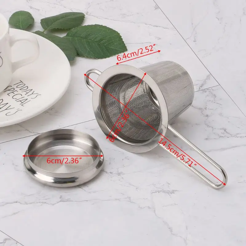 Reusable Mesh Tea Infuser Stainless Steel Strainer Loose Leaf Teapot Filter With Lid Cups Kitchen Accessories