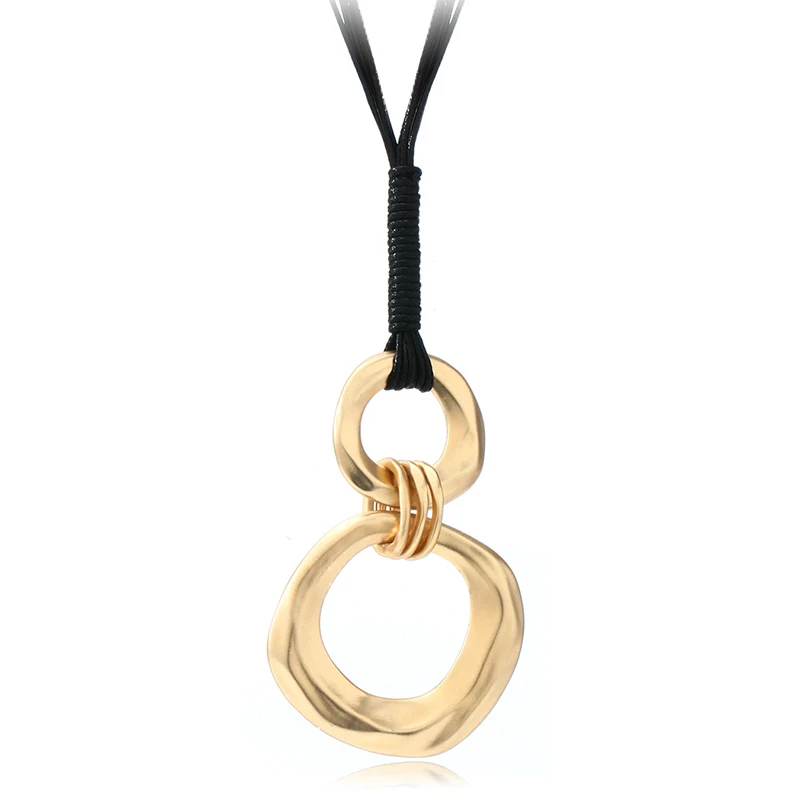 Shineland, женское ожерелье, черное, из искусственной кожи, цепочка, ожерелье для мужчин, крутая, для девушек, модное ювелирное изделие, гипербола, стильные аксессуары - Окраска металла: gold black color