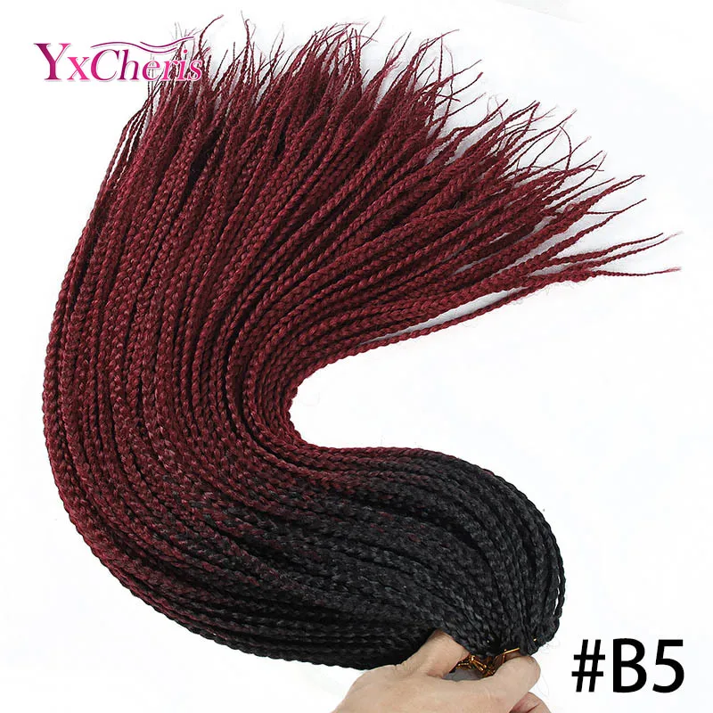 YxCheris Box Braid Hair Synthetic Braiding Hair Ombre Crochet Hair Braid 22 Strands/Pack 100 Grams