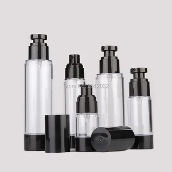 

15ml 30ml 50ml 80ml 100ml 120ml Empty Black Airless Pump Dispenser Bottle Refillable Lotion Cream Vacuum Spray Bottle Atomizer