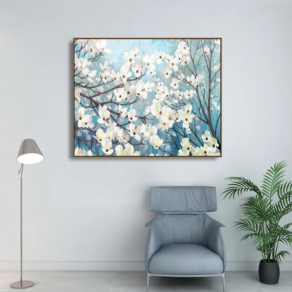 

Watercolor White Flowers Canvas Painting Calligraphy Prints Home Decoration Wall Art Posters Pictures For Living Room Bedroom