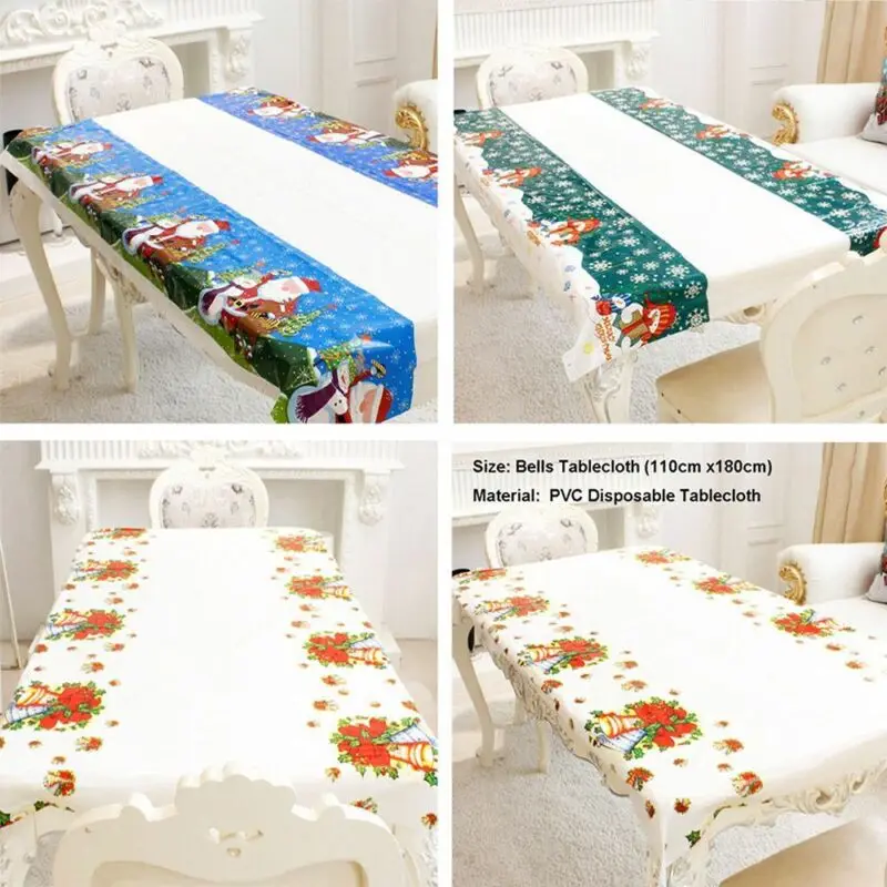 

Christmas Table Cloth Tree/Snowman/Santa/Xmas Bell Tablecloth Table Cover Cloth Wedding Party Table Cloth Home Decor