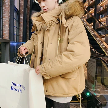 

Fashion Wild Couple Cotton Coat Trend Detachable Hooded Mens Outwear Casual Loose Large Size Cotton Jacket Size M-5XL