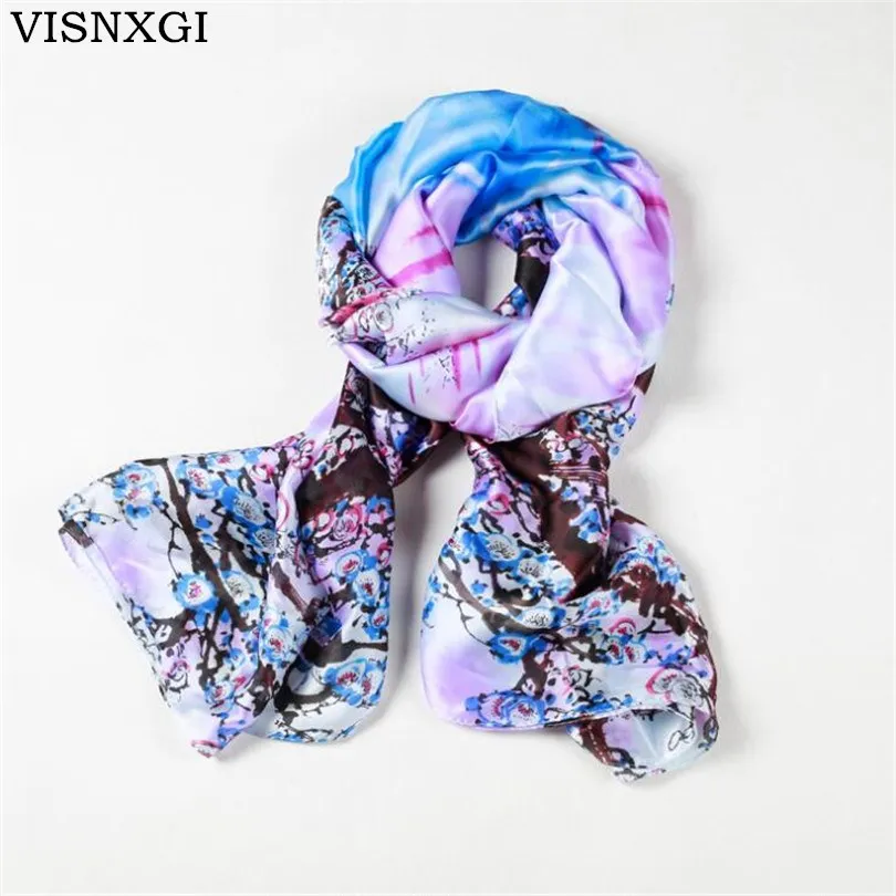 VISNXGI Мода 2018 г. бандана Роскошные Scarve женский бренд шелковый шарф для женщин шаль Высокое качество печати хиджаб для оптовая продажа 110*190 см