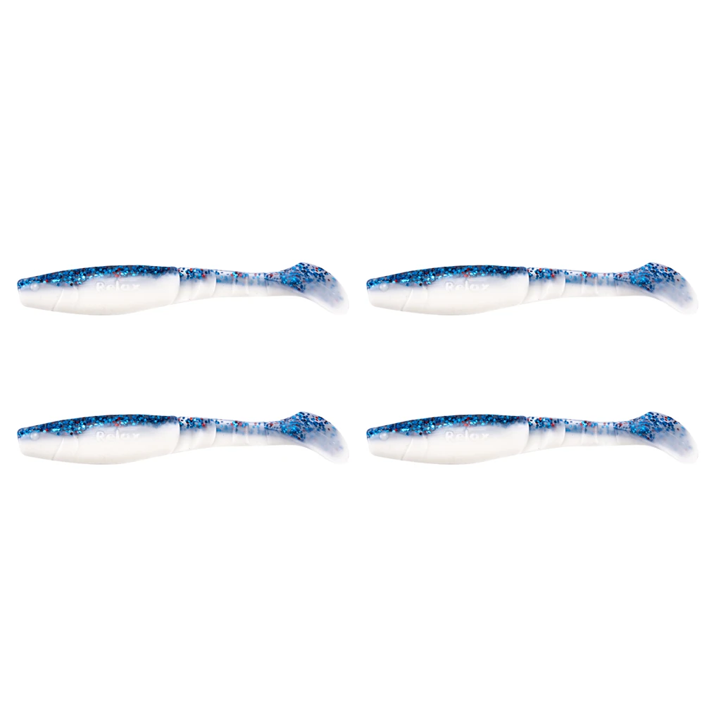 Perfeclan 4Pcs T Tail Soft Fish Lures Fishing Worm Baits Swimbaits for Jig Head & Offset Hook Soft Fish Lure Soft Fishing Lures