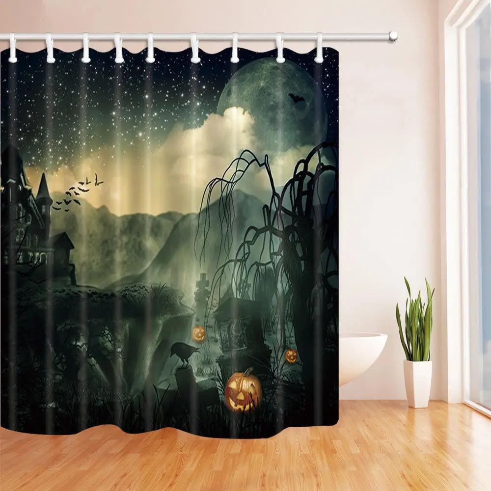 Buy Halloween Scary Mountain Forest Bathroom Shower