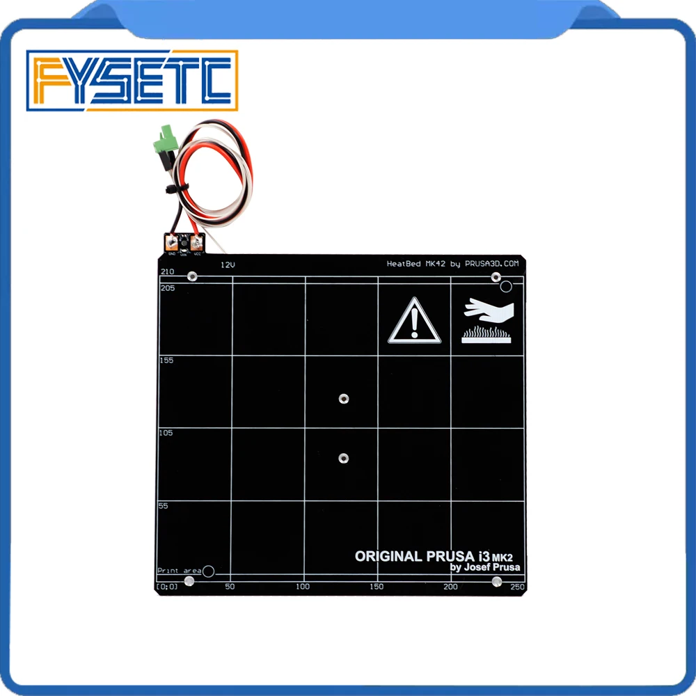 Reprap Prusa i3 MK2 MK2S 3D Printer Heated Bed Aluminum Alloy Clone 255 X 235 mm+ Resistor + Cable + 100K ohm Thermistors