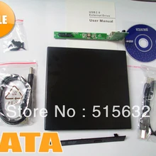 USB 2,0 Тонкий Внешний чехол для 12,7 мм SATA CD DVD привод горелки