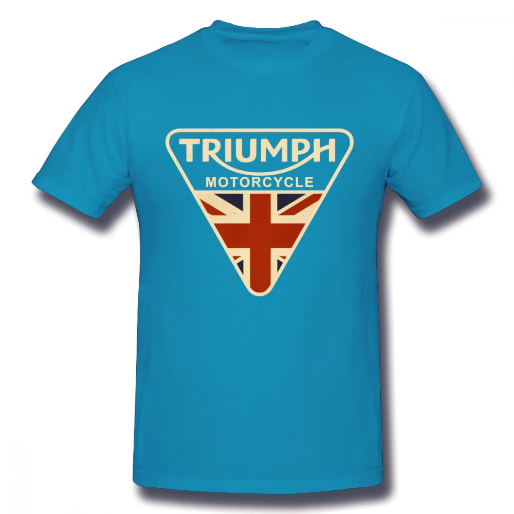 Юнион Джек Триумф мотоциклетная футболка для мужчин размера плюс на заказ пара Camiseta - Цвет: Небесно-голубой