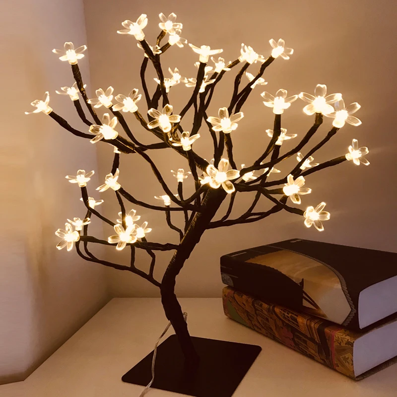 

DC 5V USB Tree Bright LED Cherry Lamp 24/36/48 Flowers luces led decoracion 45cm Warm white Tree Light Home Decor Office Bedside