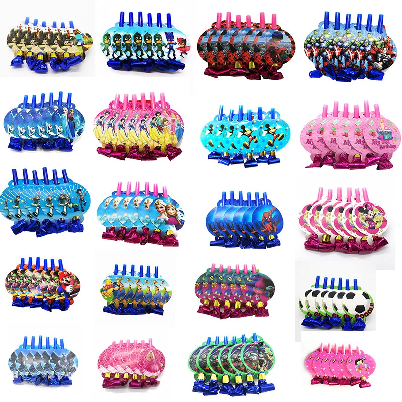 

6pcs/pack cartoon party blowouts cartoon characters birthday party decorations cartoon theme noise maker party blowouts