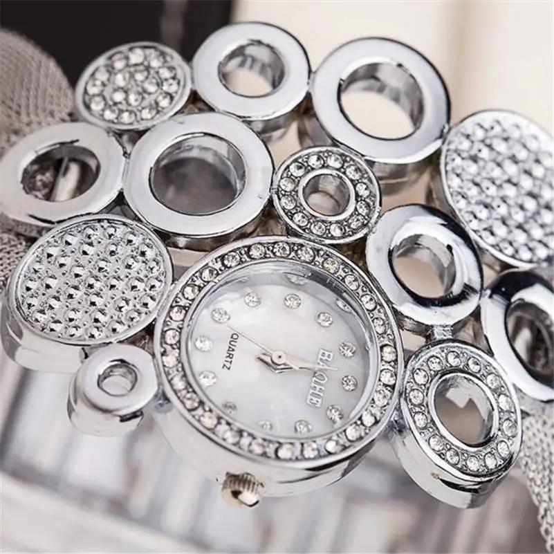 Новая мода роскошные часы Для женщин Нержавеющая сталь кварц браслет женские часы золотые часы relogios AA5