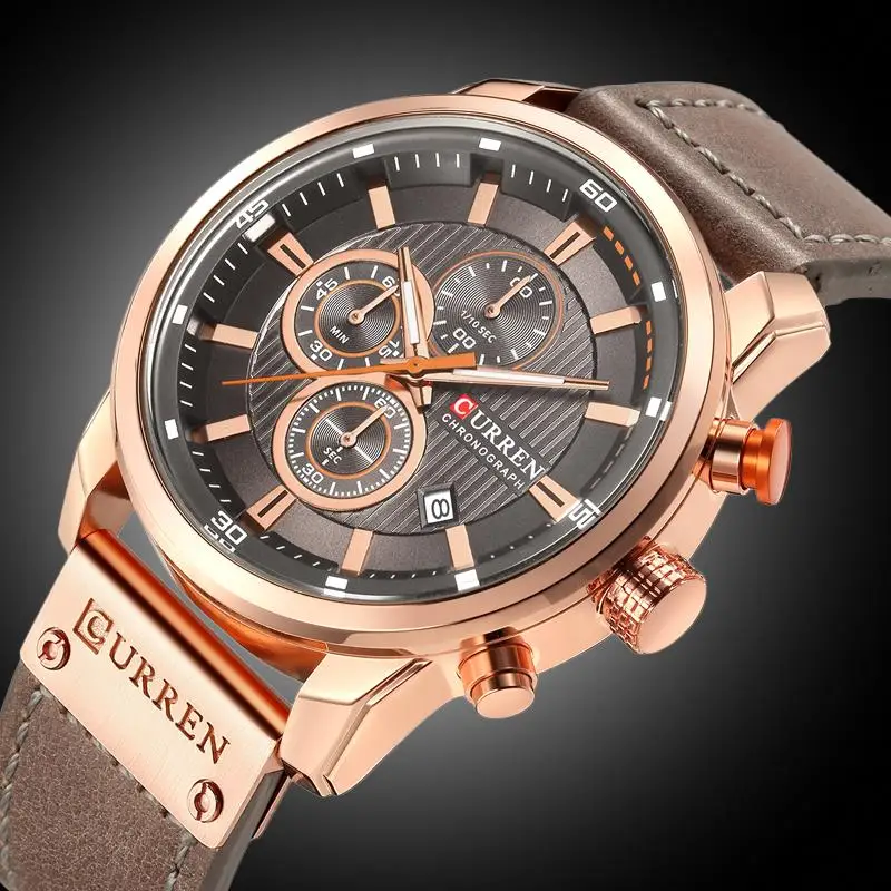 CURREN 8291 Luxury Brand Men Analog Digital Leather Sports Watches Men's Army Military Watch Man Qu