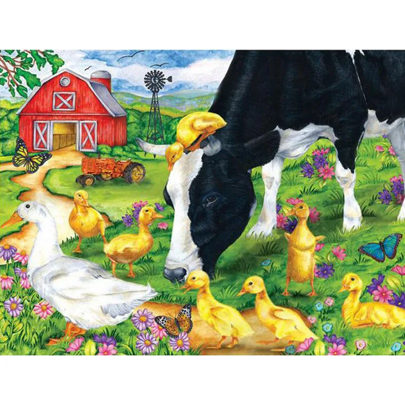YUMEART Full Square Diamond Embroidery Livestock Cows Diy Painting 5D Image Stitch Cross Mosaic Home Decoration | Дом и сад
