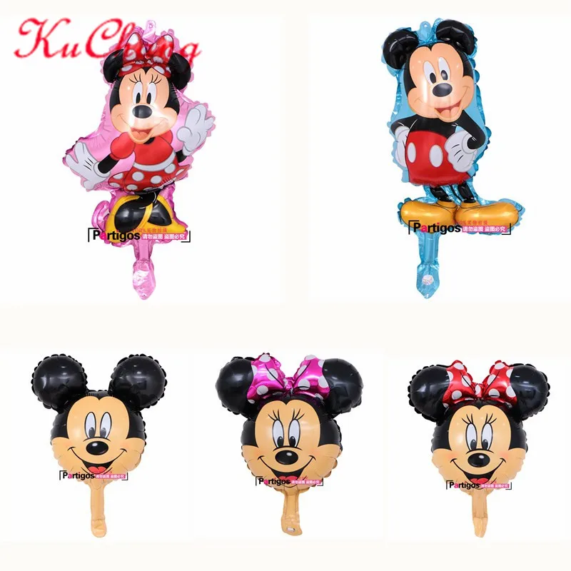 

Mixed 10pcs/lot Mini Cute Minnie&Mickey Foil Balloon Run Balaos Birthday Kids Gifts Globos Baby Cartoon Toy Decoration 25x50cm